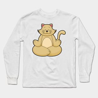 Cat at Yoga Stretching exercise in Cross legged Long Sleeve T-Shirt